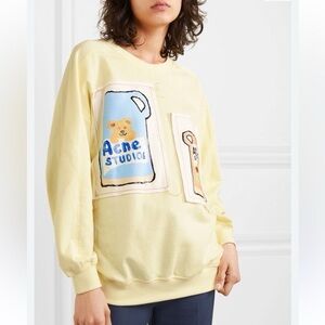 Acne Studios Patchwork Vase Graphic Appliqué Oversize Crewneck Sweatshirt Yellow